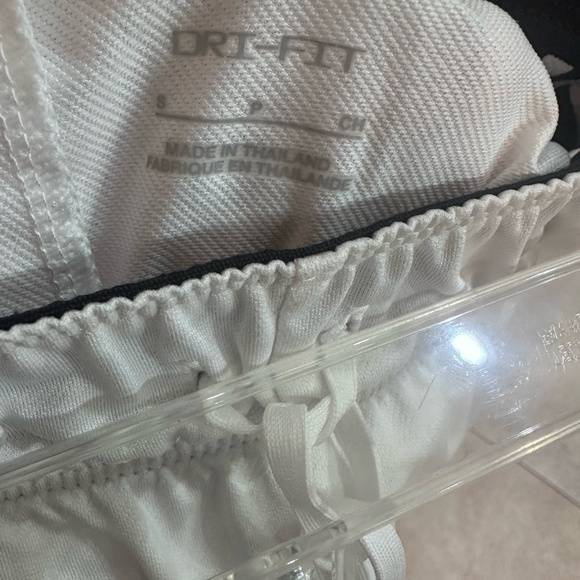 Nike Women's White Athletic Shorts with Black Logo - Picture 3 of 5